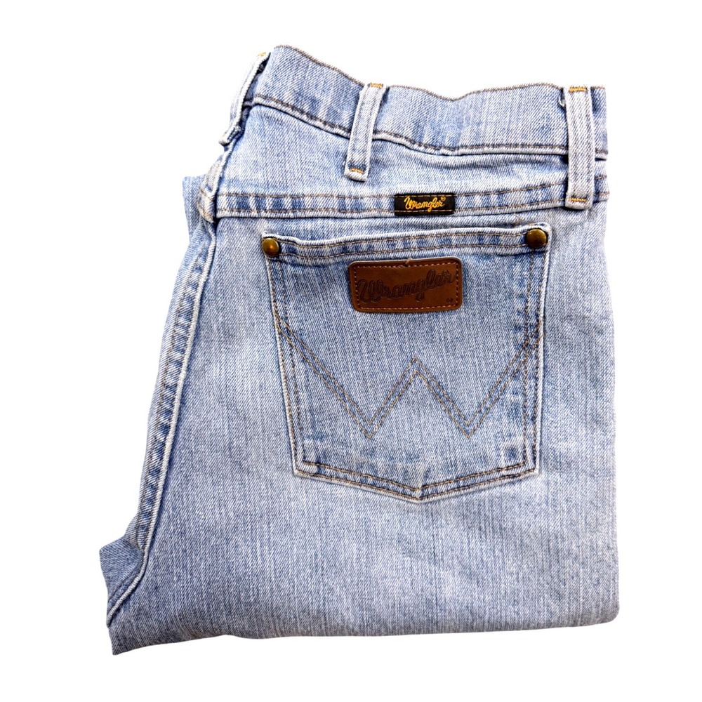 Wrangler Mens Cowboy Cut Straight Leg Jeans Light Wash 33x34 1047MACSB Stained